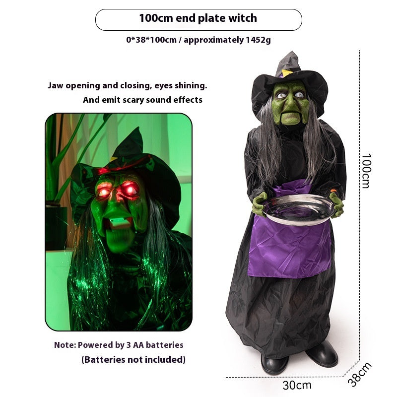 Halloween End Plate Witch Electric Voice-activated Induction Decoration Ornaments