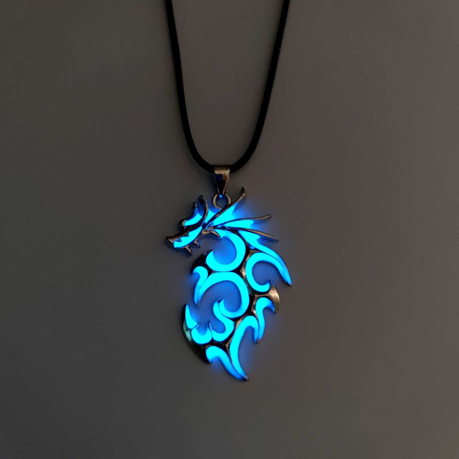 Fashion Trendy Men's Domineering Luminous Flame Dragon Necklace