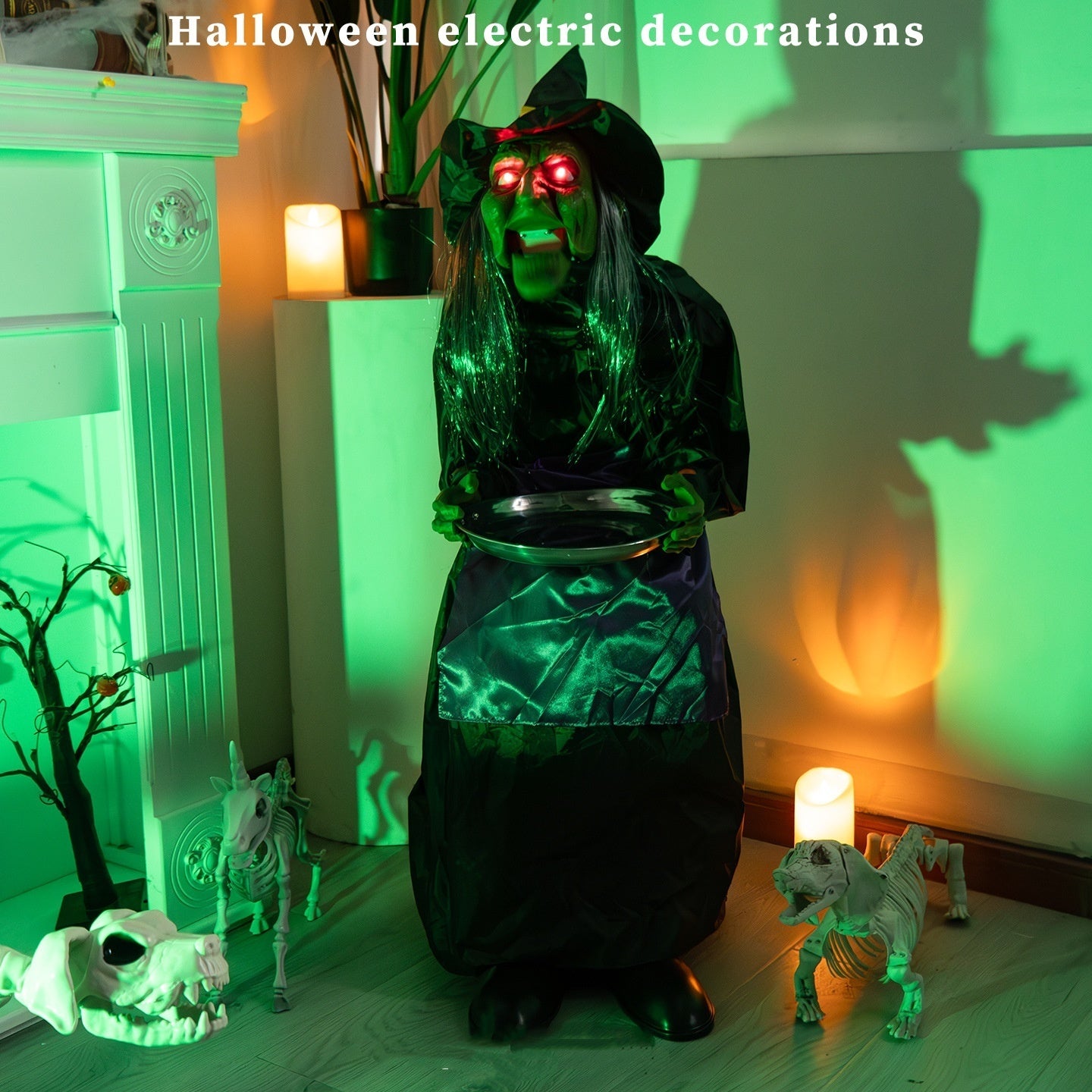 Halloween End Plate Witch Electric Voice-activated Induction Decoration Ornaments