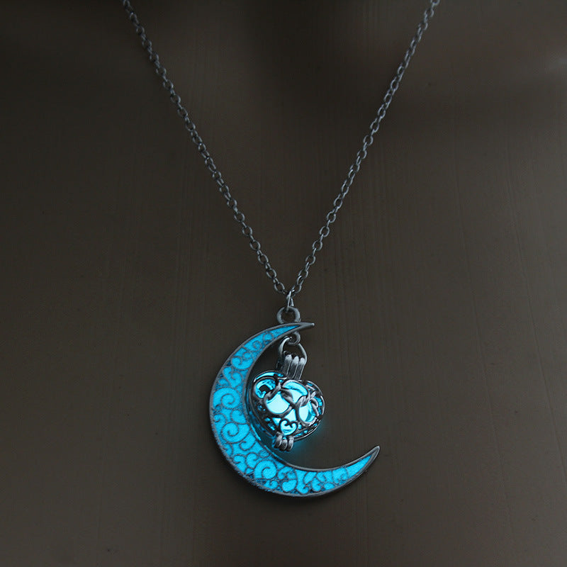 Fashion Trendy Men's Domineering Luminous Flame Dragon Necklace
