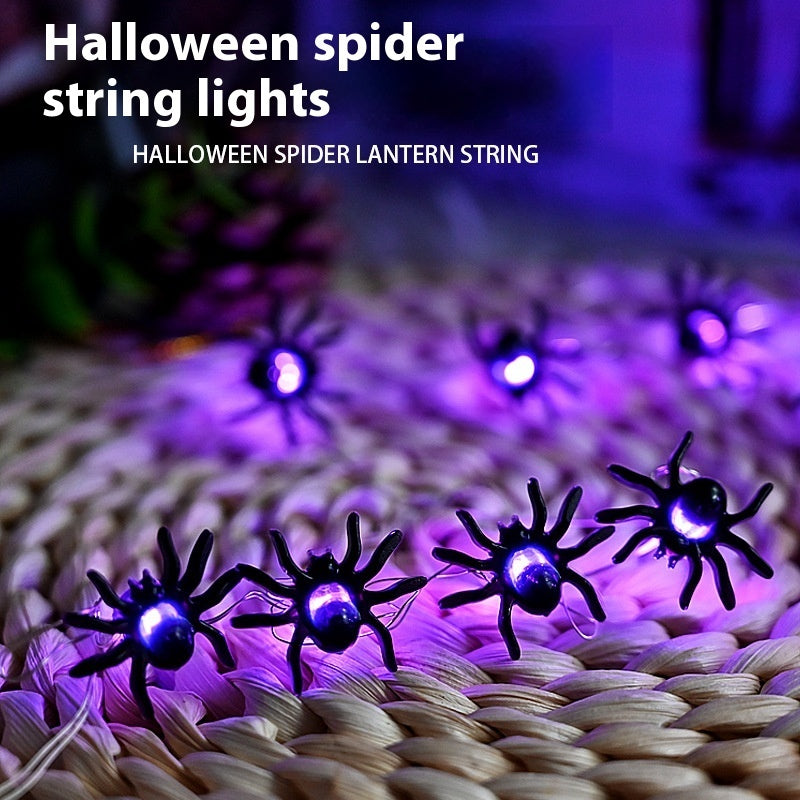 LED Purple Spider Lighting Chain Halloween Decoration Light