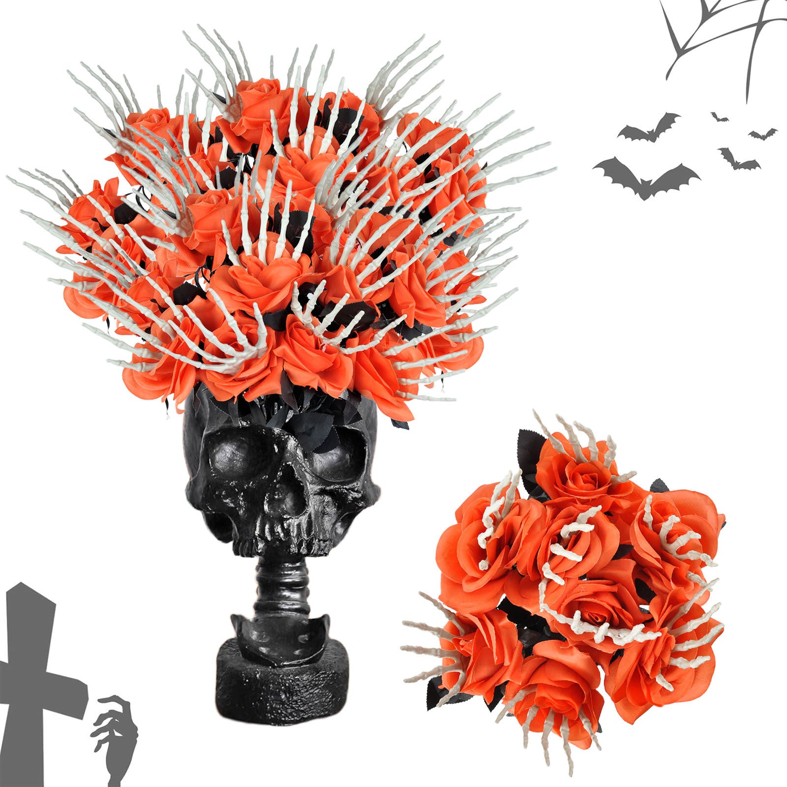 Halloween Skull Hand Rose Horror Decoration Ornaments