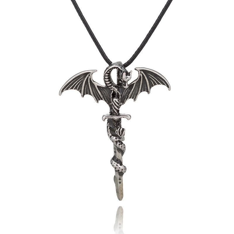 Fashion Trendy Men's Domineering Luminous Flame Dragon Necklace